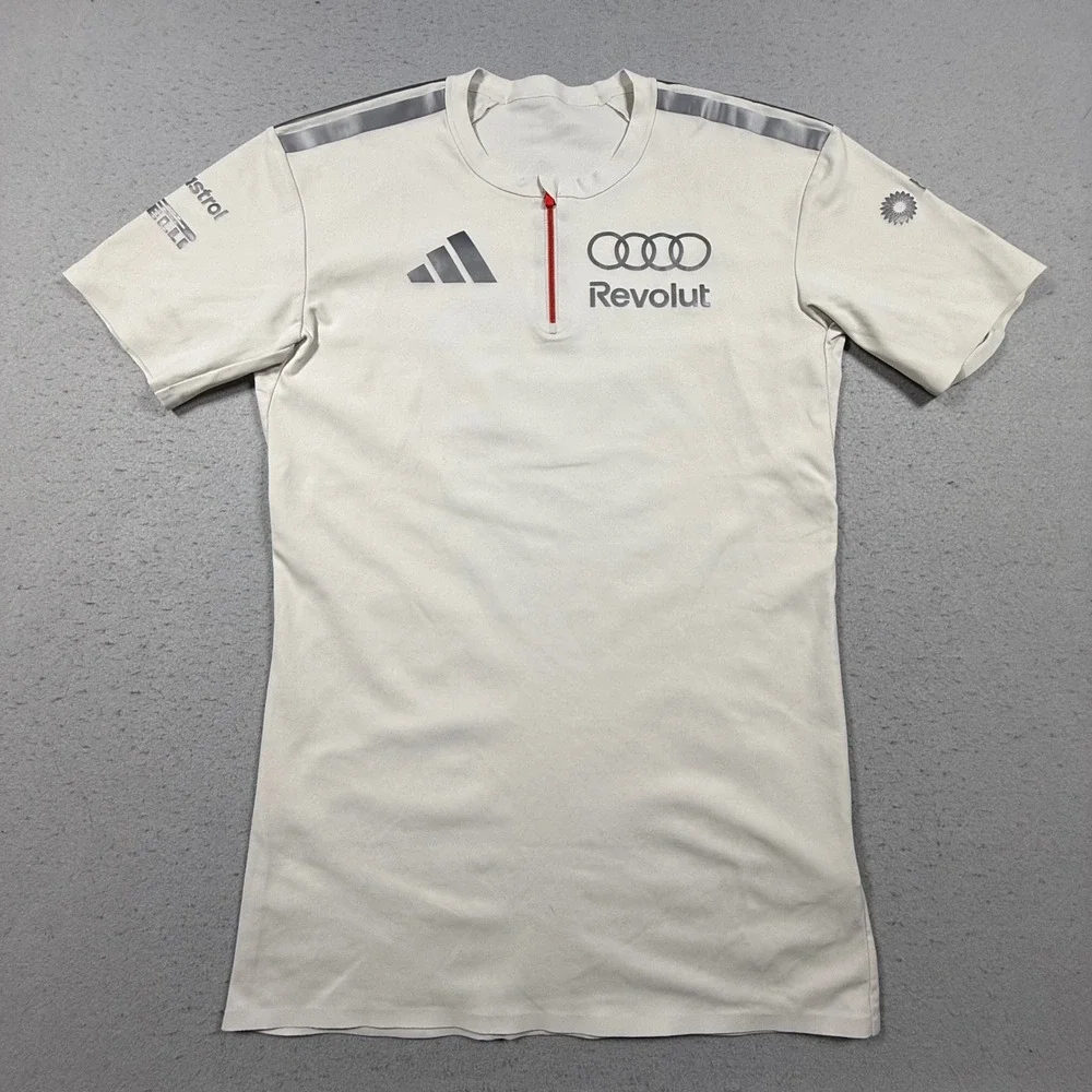 Adidas Audi Revolut Quarter Zip Training Shirt Off White Mens Small Climacool